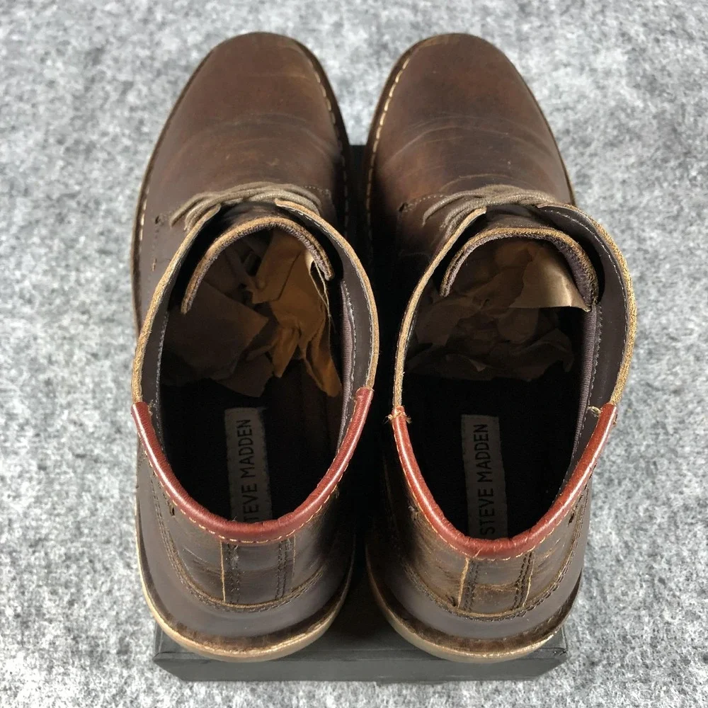 Steve Madden Boots‎ Mens Size 10 Dark Brown Leather Heston Chukka Lace Up 983